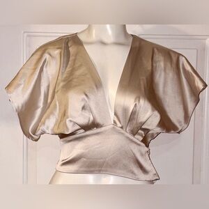 NWT Zara Satin Tied Open Back Top Blouse size Medium